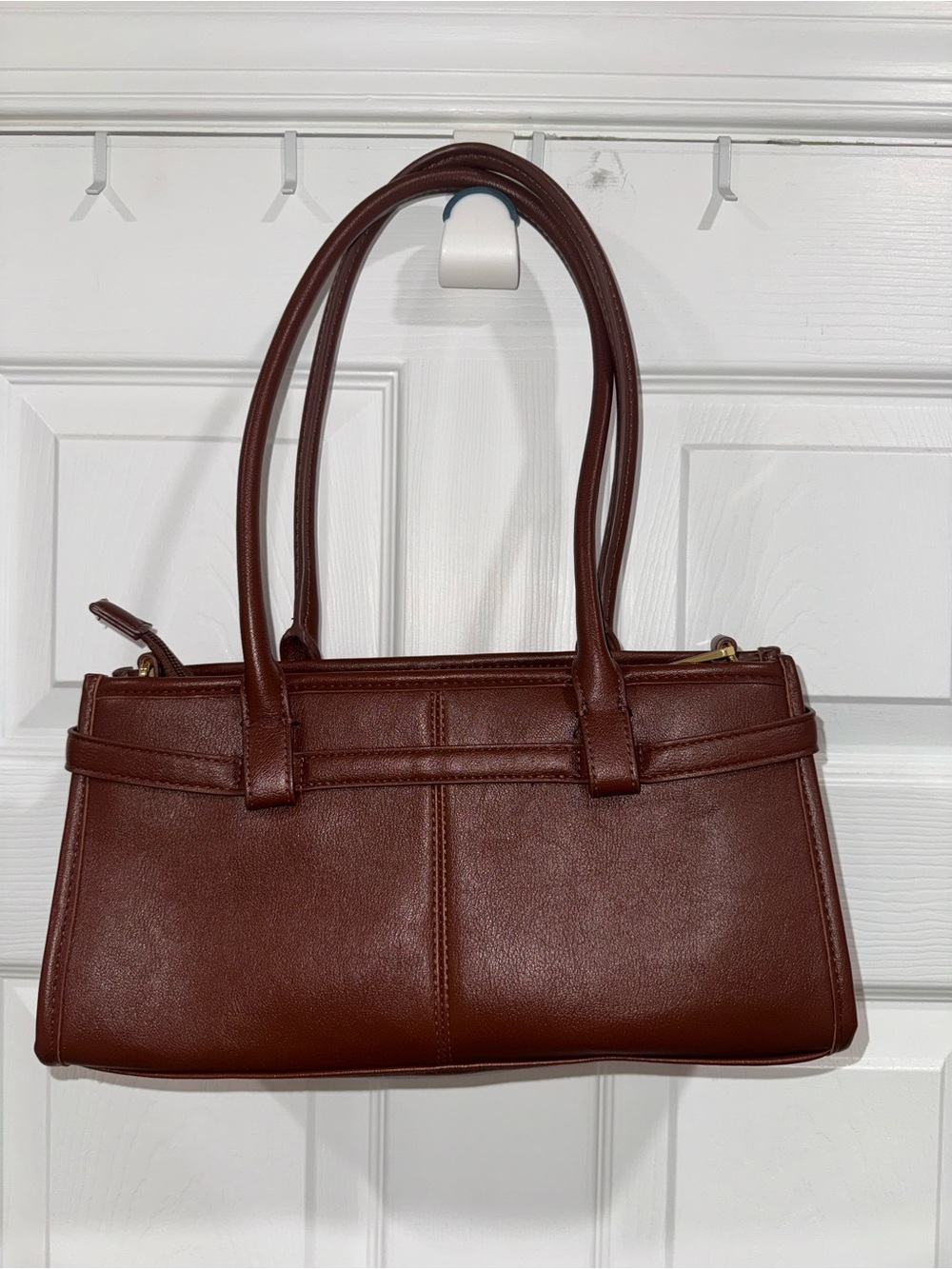 Time and Tru Women's Faux Leather Gwyn Shoulder Bag, Redwood Bark